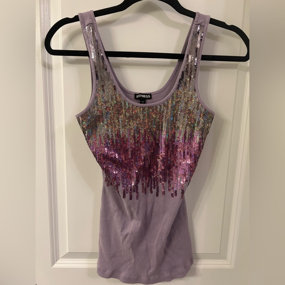 Express Women’s Ombré Iridescent Sequin Tank Top Size Medium